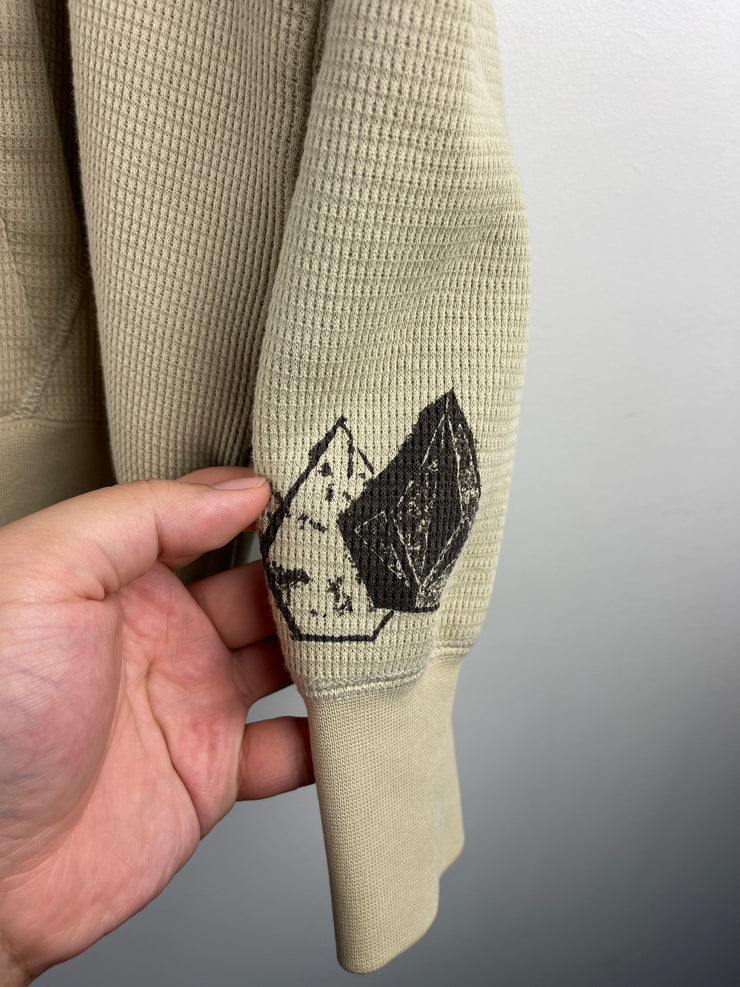 Vintage Y2K Volcom Skateboards Cream Thermal Zip Up Hoodie