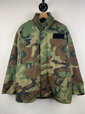 Vintage US Army M65 Woodland Camo Military Liner Field Jacket