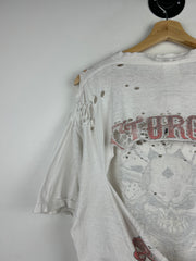 Vintage Sturgis Black Hills Rally Skull Thrashed White Tee