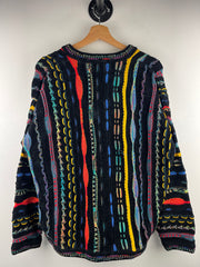 Vintage 90s Tundra 3D Knit Black Multi Colour Sweater