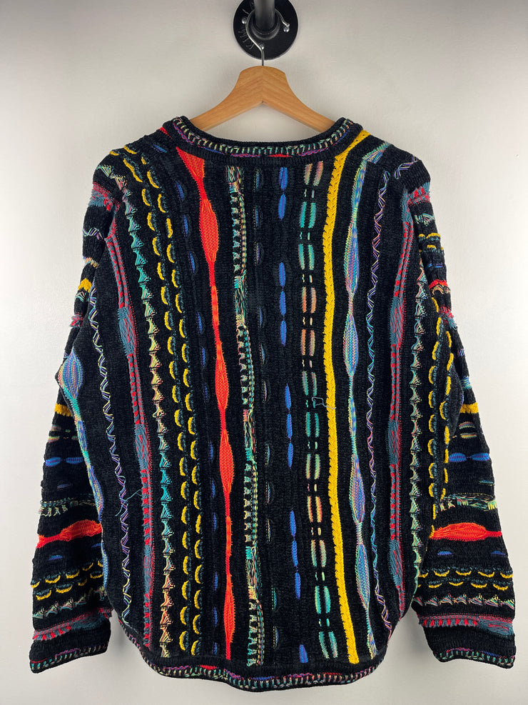 Vintage 90s Tundra 3D Knit Black Multi Colour Sweater