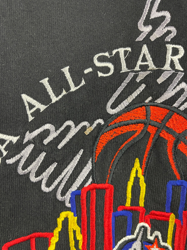 Vintage 90s NBA Logo Athletic All Star Weekend New York Embroidered Black Crewneck