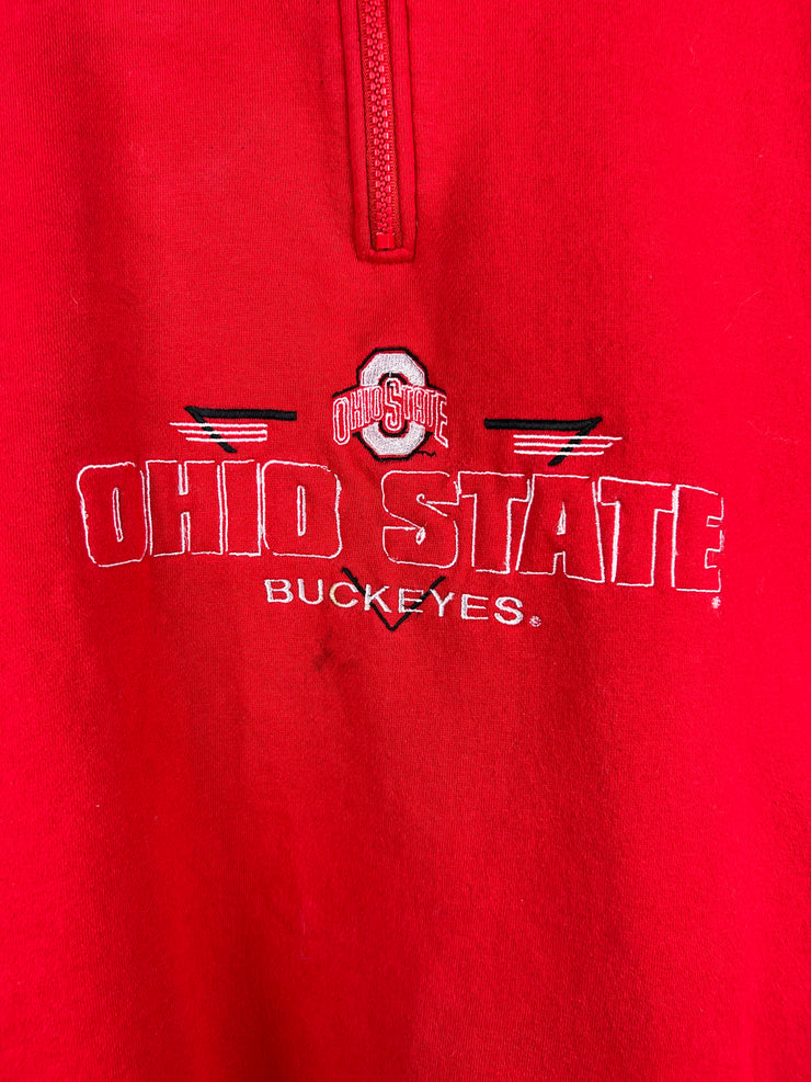 Vintage Ohio State Buckeyes Red Quarter Zip Sweater