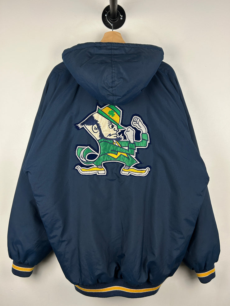 Vintage 90s Starter Notre Dame Fighting Irish Embroidered Navy Hooded Jacket