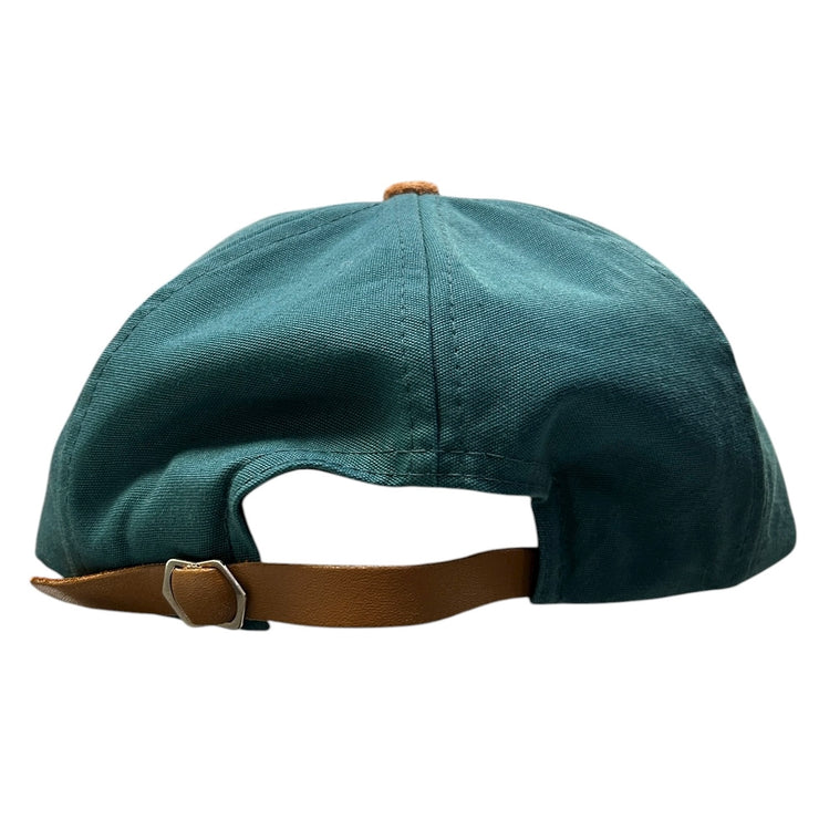 Vintage 90s Labatt Copper Beer Green Leather Strapback Hat