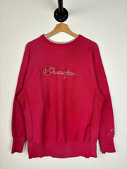 Vintage 90's Champion Reverse Weave Spellout Red Crewneck