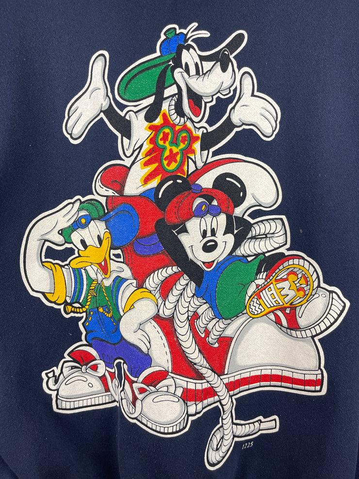 Vintage 90s Disney Mickey Mouse Daffy Duck Goofy Navy Crewneck