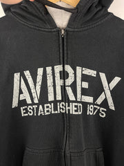 Vintage Y2K Avirex Spellout Black Zip Up Hoodie
