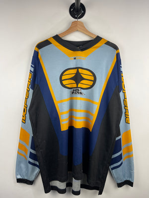 Vintage No Fear Motocross Navy & Yellow Long Sleeve Jersey