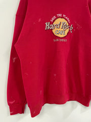 Vintage 90's Hard Rock Café San Diego Paint Splattered Red Crewneck