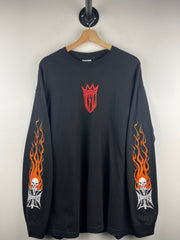 Vintage 2003 West Coast Choppers Flames Skull Black Long Sleeve