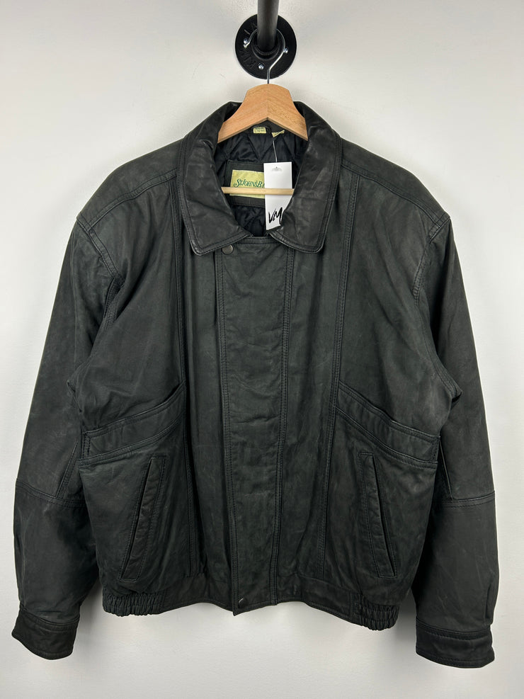 Vintage St. Johns Bay Black Suede Bomber Jacket