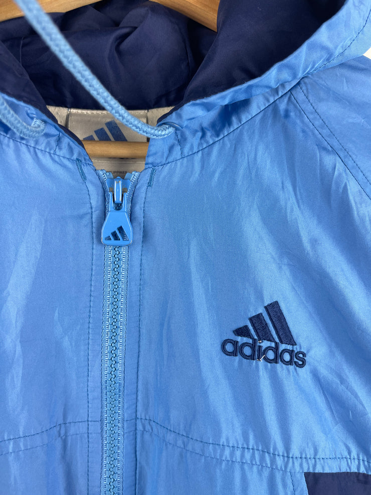 Vintage Adidas Baby Blue Hooded Windbreaker