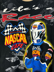 Vintage 90's Nascar Café Myrtle Beach All Over Print Black Tee