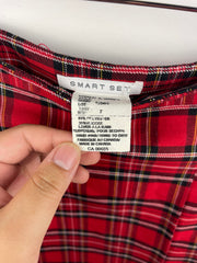 Vintage 90s Smart Set Women's Red Plaid Pleated Mini Skirt
