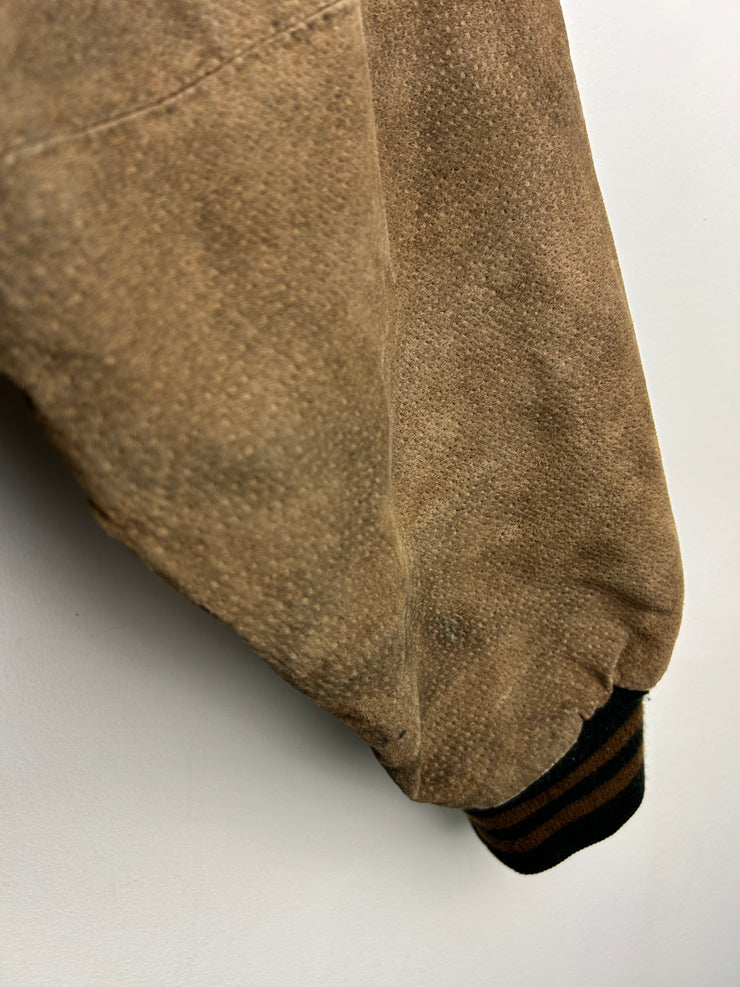 Vintage Free Country Black & Brown Suede Varsity Bomber Jacket