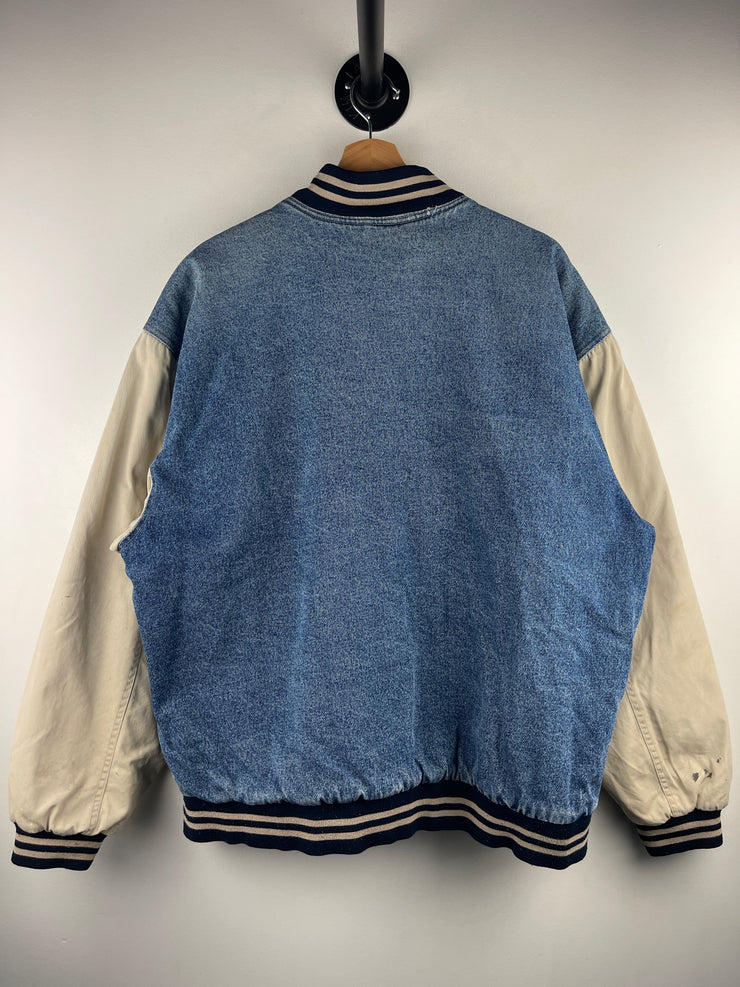 Vintage Route 66 Blue Denim Varsity Jacket
