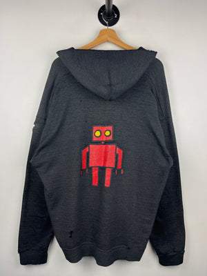 Vintage 90s Lee Robot Thrashed Black Zip Up Hoodie