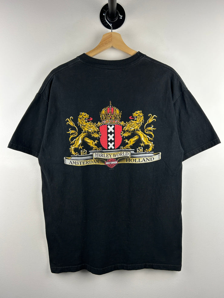 Vintage Harley Davidson Hog Wild Pig Amsterdam Black Tee