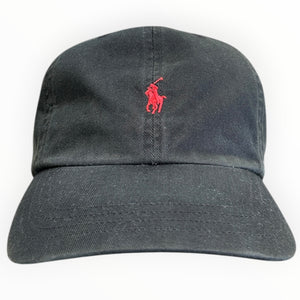 Vintage 90s Polo Ralph Lauren Black Strapback Hat