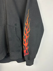 Vintage 90's Harley Davidson Flames Black Zip Up Hoodie