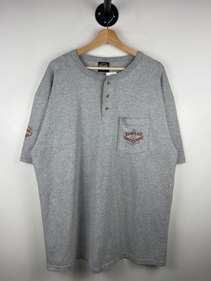 Vintage Harley Davidson Wisconsin Henley Grey Tee
