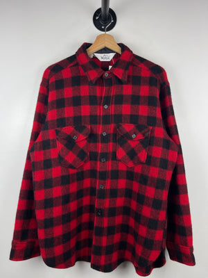 Vintage 80s Woolrich Buffalo Plaid Wool Long Sleeve Button Up Flannel Shirt