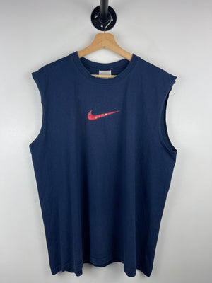 Vintage Nike Swoosh Puff Print Navy Tank Top