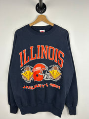 Vintage 90s Illinois Hall Of Fame Bowl Navy Crewneck