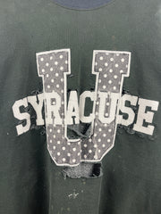 Vintage 90s Syracuse University Thrashed Faded Black Crewneck