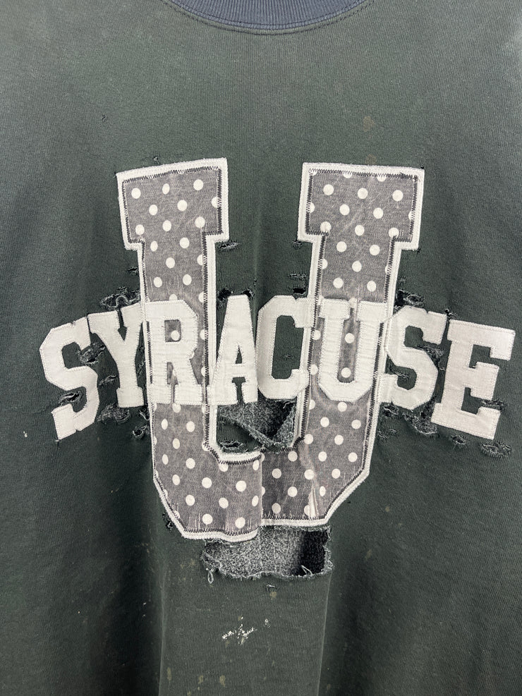 Vintage 90s Syracuse University Thrashed Faded Black Crewneck