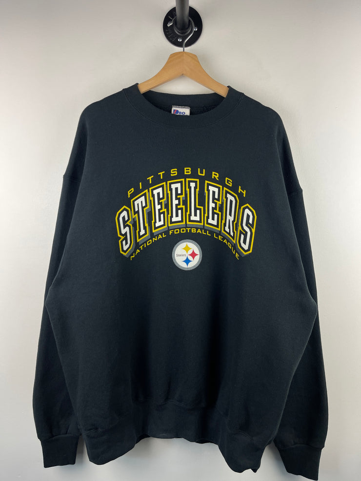 Vintage 90s NFL Pro Player Pittsburgh Steelers Black Crewneck