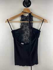 Vintage 90s Co Me Como Women's Black Lace Halter Top