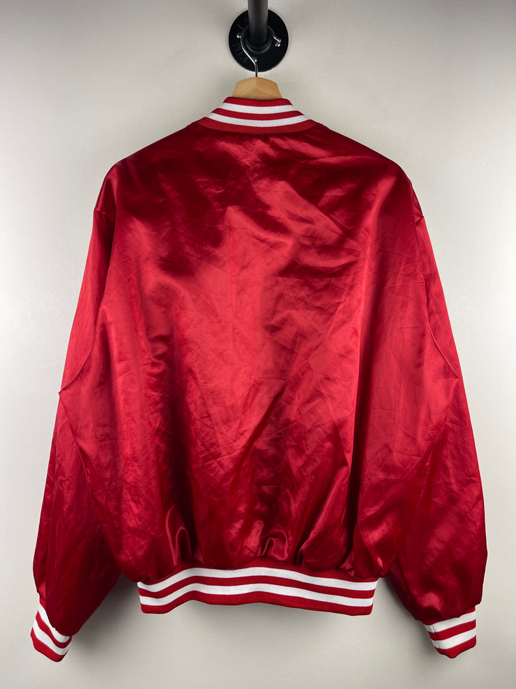 Vintage 80s Swingster State Farm Insurance Red Satin Varsity Jacket
