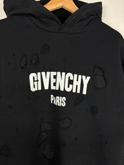 Givenchy Paris Distressed Black Hoodie