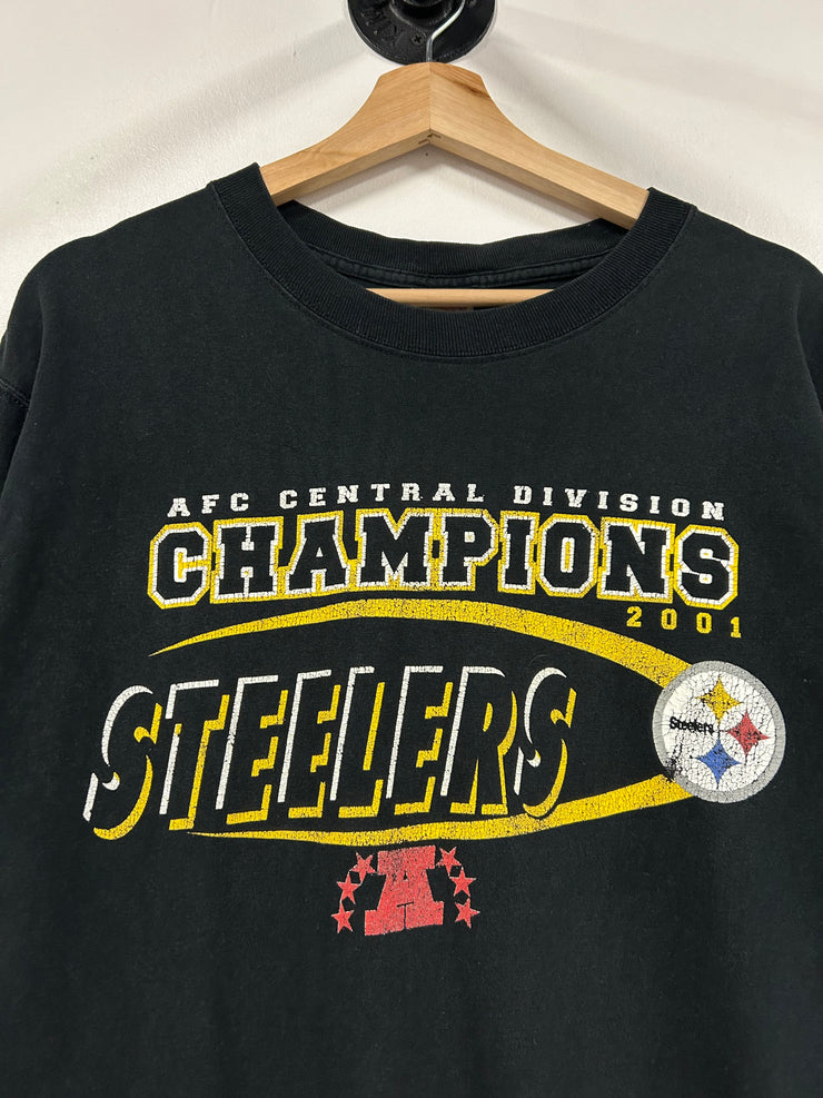 Vintage 2001 Pittsburgh Steelers Champions Black Tee