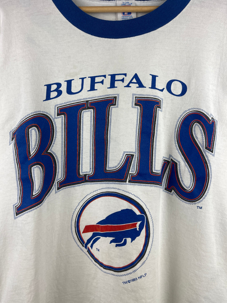 Vintage 90s NFL Logo 7 Buffalo Bills White Ringer Tee