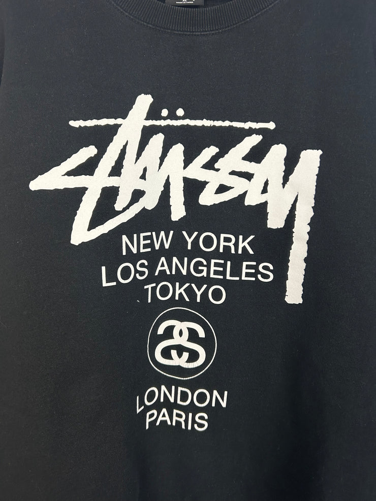 Stussy World Tour Black Crewneck