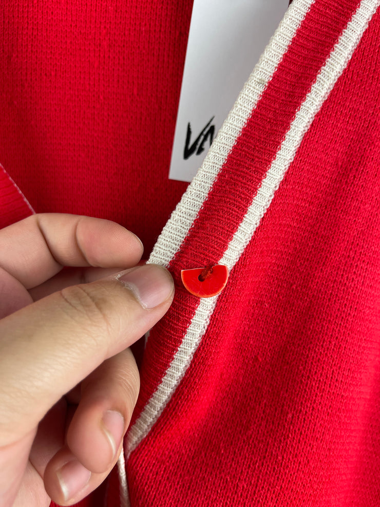 Vintage 90s Hush Puppies Embroidered Red Knit Cardigan Sweater