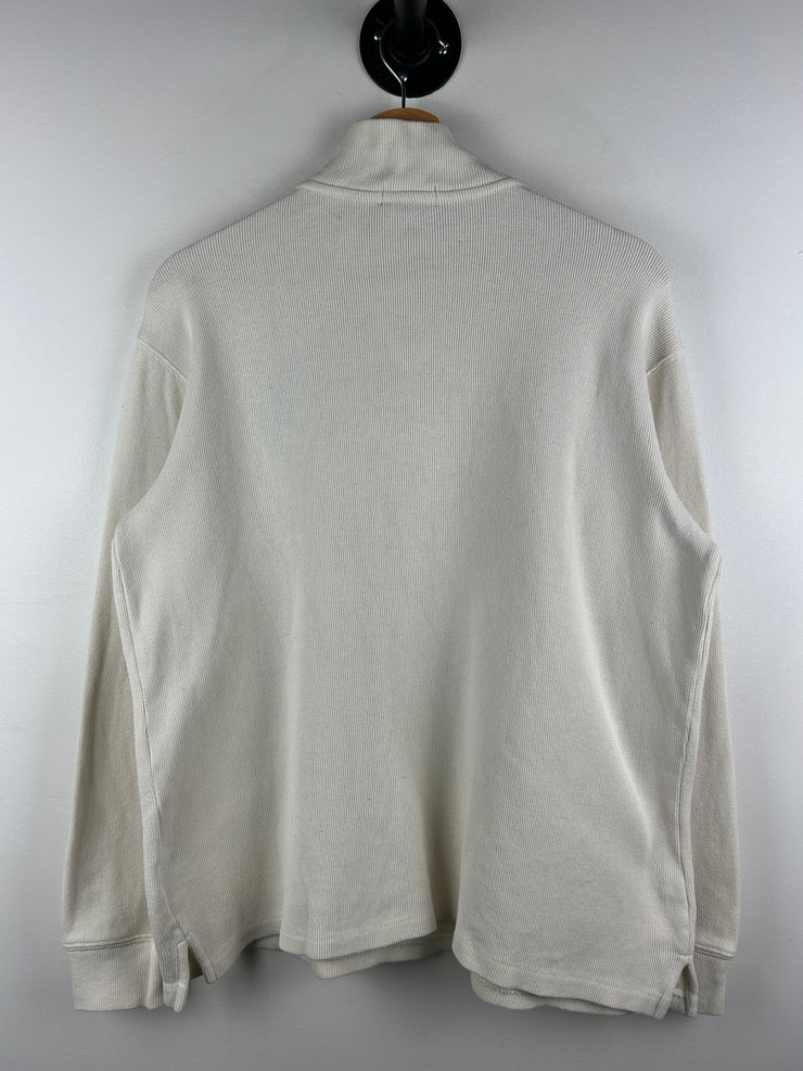 Vintage 90s Polo Ralph Lauren Pony White Quarter Zip Sweater