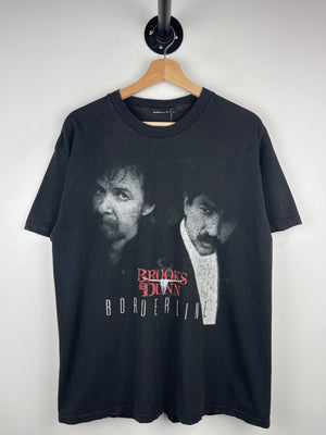 Vintage 90s Brooks And Dunn Borderline Faded Black Tee