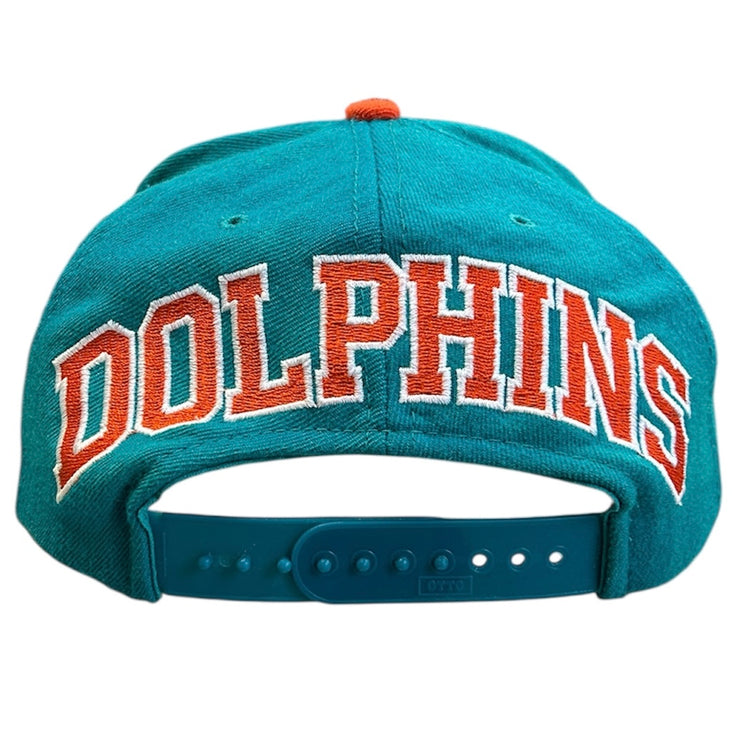 Vintage 90s NFL American Needle Miami Dolphins Blockhead Wool Teal Snapback Hat