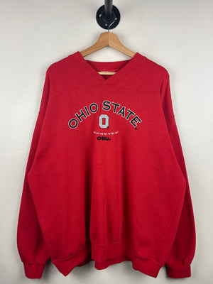 Vintage Lee Sport Ohio State Buckeyes Embroidered Red Crewneck