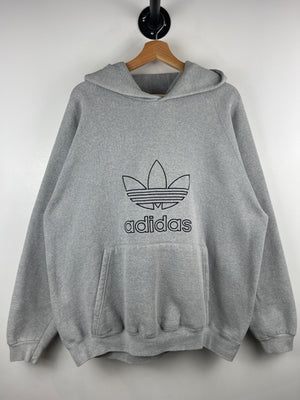 Vintage 90s Adidas Trefoil Embroidered Grey Hoodie
