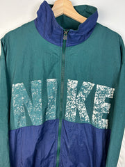 Vintage 90's Nike Spellout Green & Navy Windbreaker