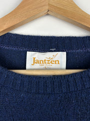 Vintage 80s Jantzen University Of Michigan Navy Wool Knit Sweater
