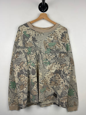 Vintage 90s Walls Real Tree Camo Thrashed Long Sleeve