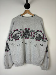 Vintage 90's Upper Michigan Wolf Wrap Around Grey Crewneck