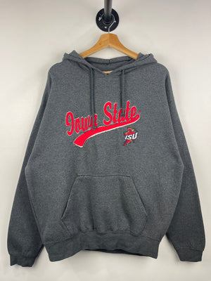 Vintage 90s Iowa State University Cyclones Embroidered Grey Hoodie
