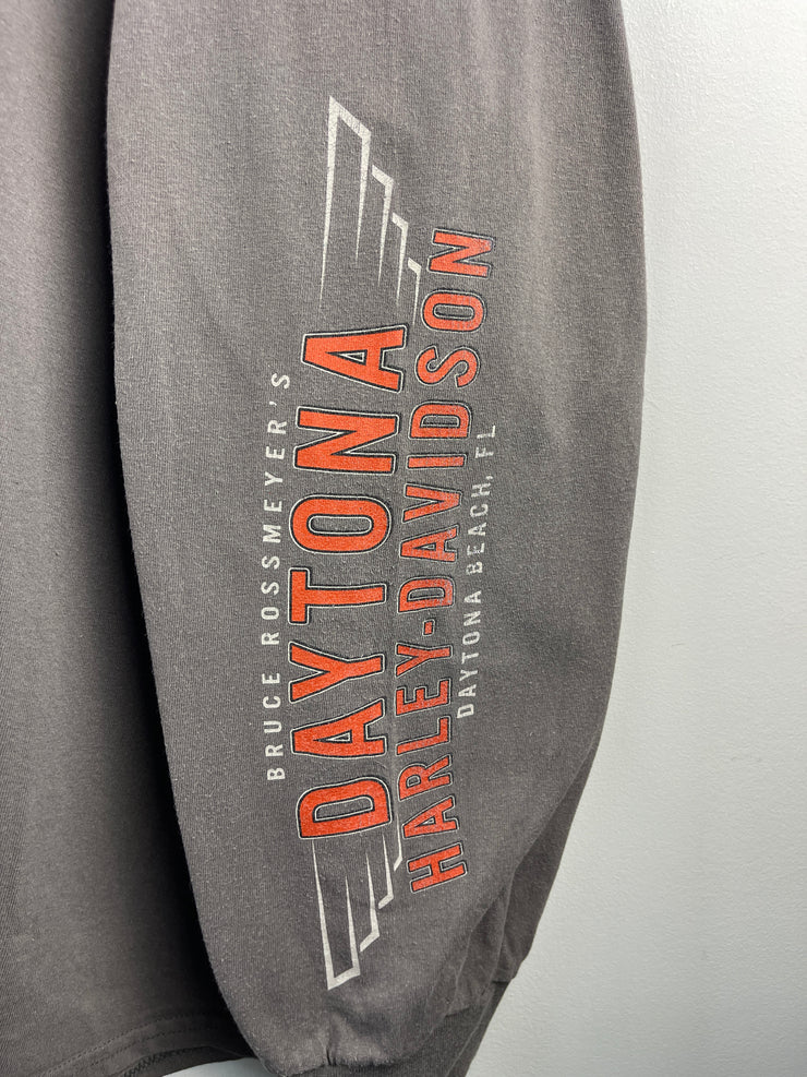 Vintage Harley Davidson Bike Week Daytona Beach Grey Long Sleeve